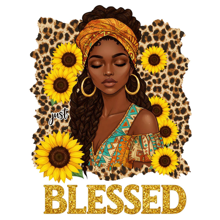 (2 qty) Sunflowers Leopard Print Blessed Queen DTF transfers