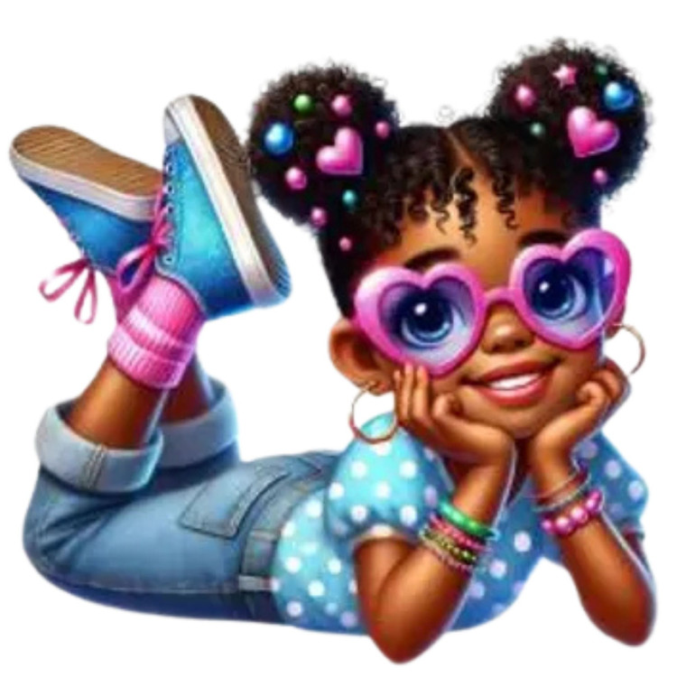 (2 qty) Cute Girl Afro Heart Glasses Polka Dots Sneakers DTF transfers