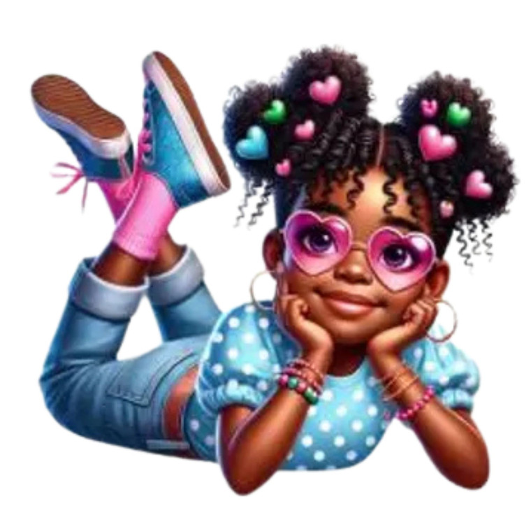 (2 qty) Cute Black Girl Afro Puffs Heart Sunglasses DTF transfers