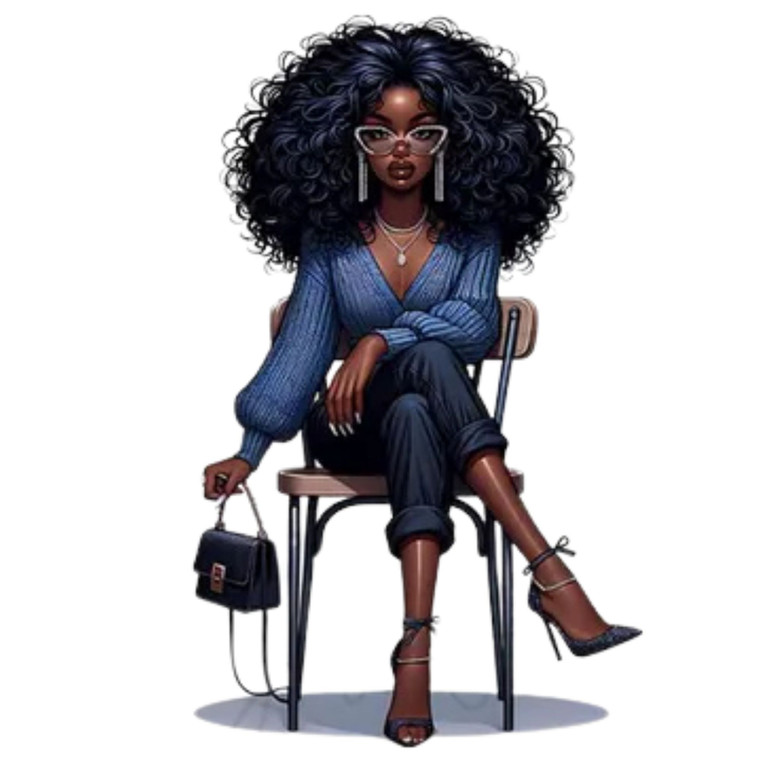 (2 qty) Woman With Voluminous Curly Hair DTF transfer