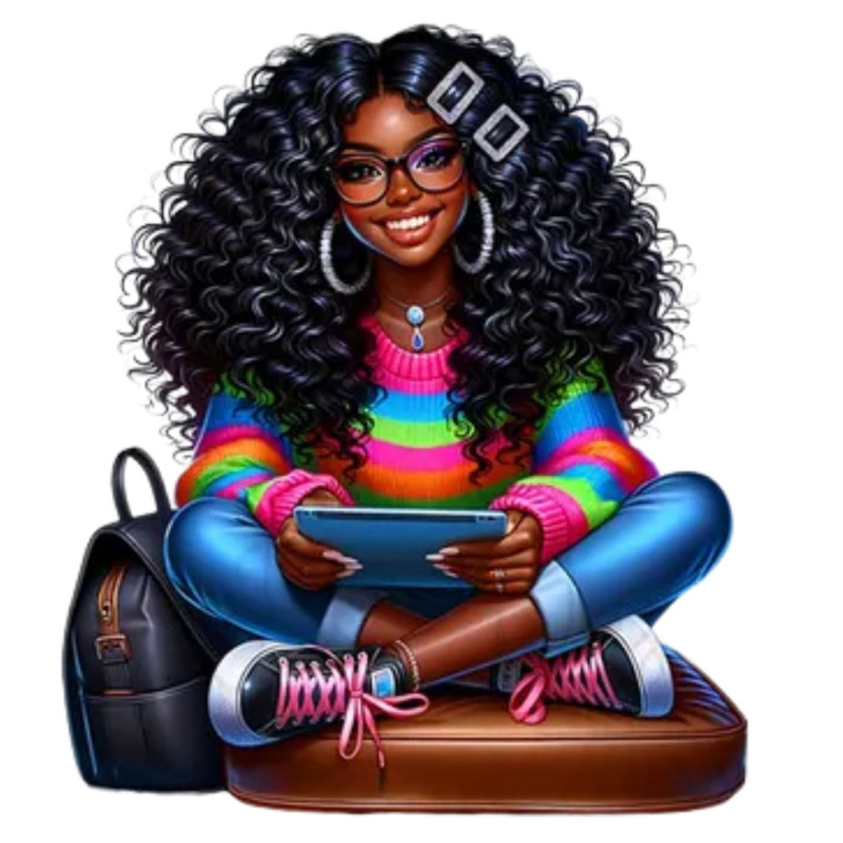 (2 qty) Bookworm Black Girl DTF transfer