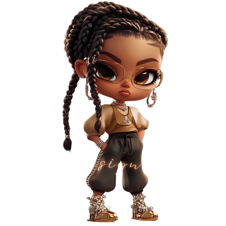 (2 qty) African American Woman Styled DTF transfer