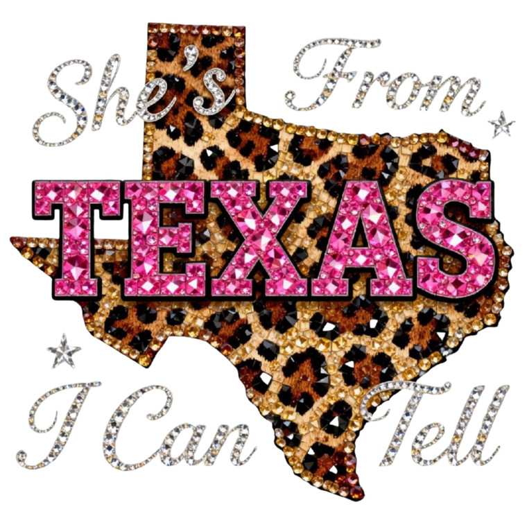 (2 qty) She's from Texas I can tell Map Gems - DTF transfers