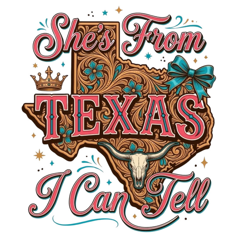 (2 qty) She Is From Texas Brown - DTF transfers