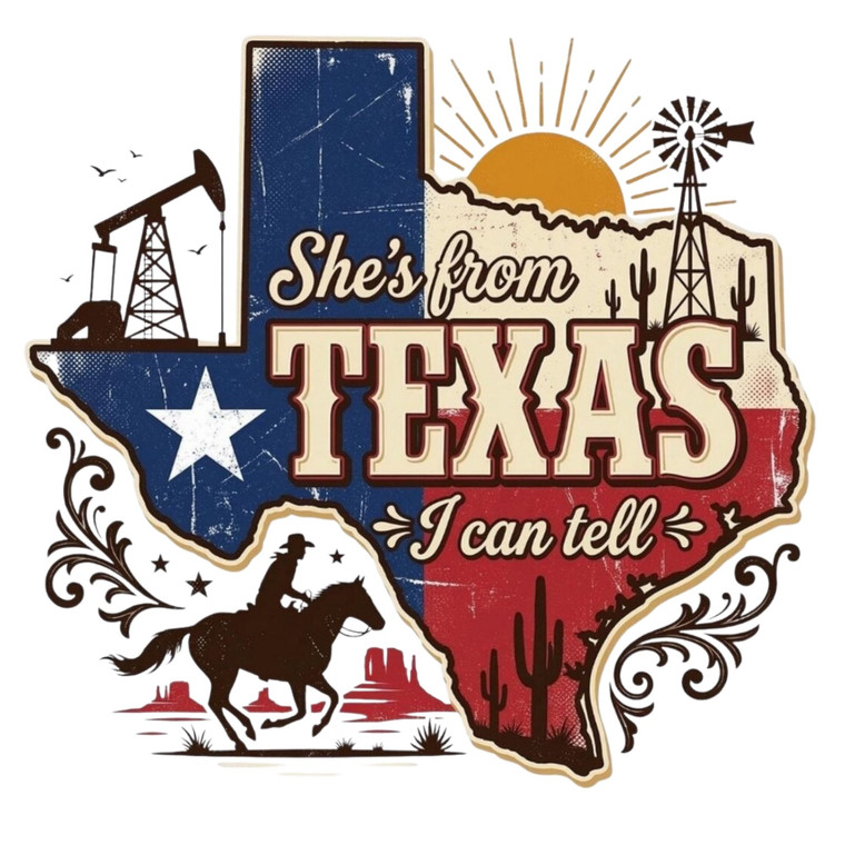 (2 qty) She Is From Texas Sun - DTF transfers
