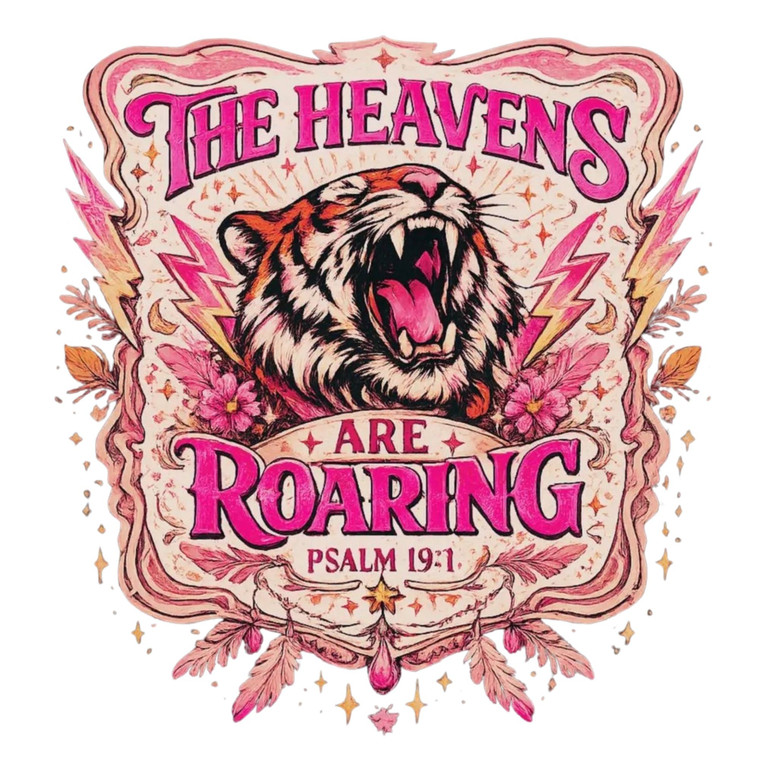 (2 qty) The Heavens Are Roaring Pink Vibes Tiger - DTF transfers