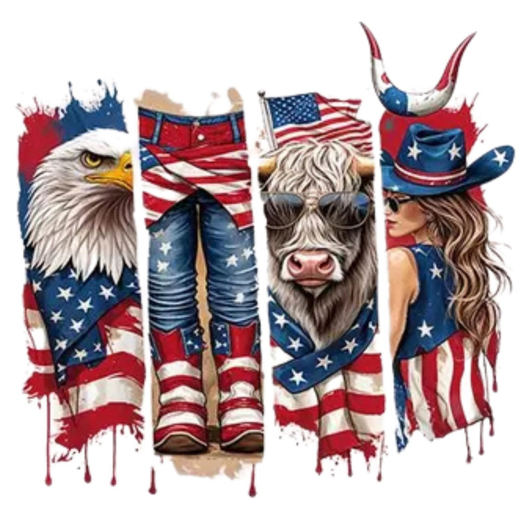 (2 qty) American Flag - DTF transfers