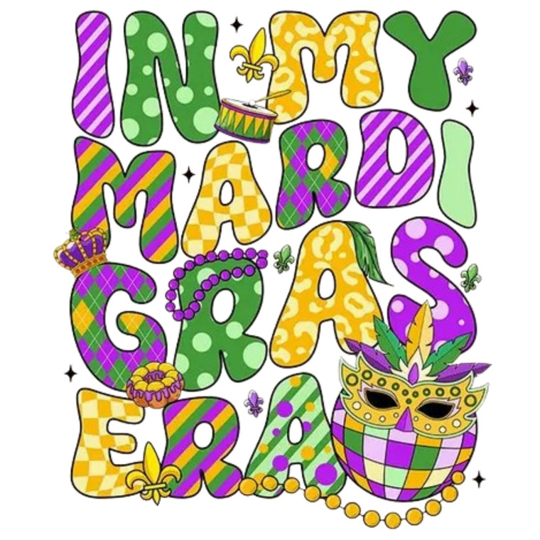 (2 qty) In My Mardi Gras Era - DTF transfers