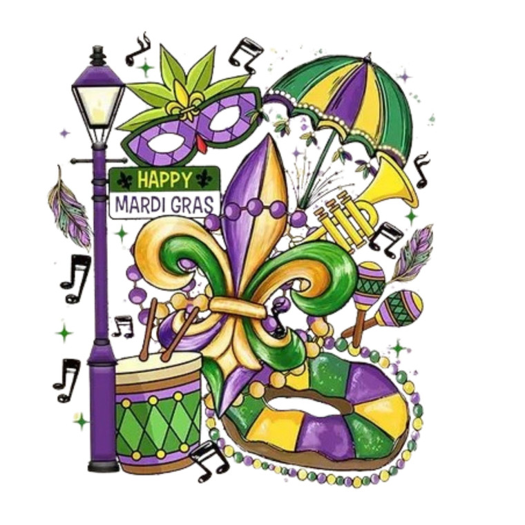 (2 qty) Mardi Gras Umbrella- DTF transfers