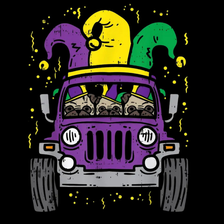 (2 qty) Mardi Gras Jeep - DTF transfers