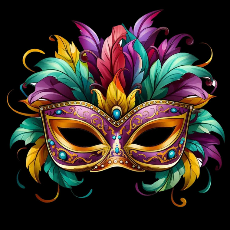 (2 qty) Mardi Gras Feather Mask - DTF transfers