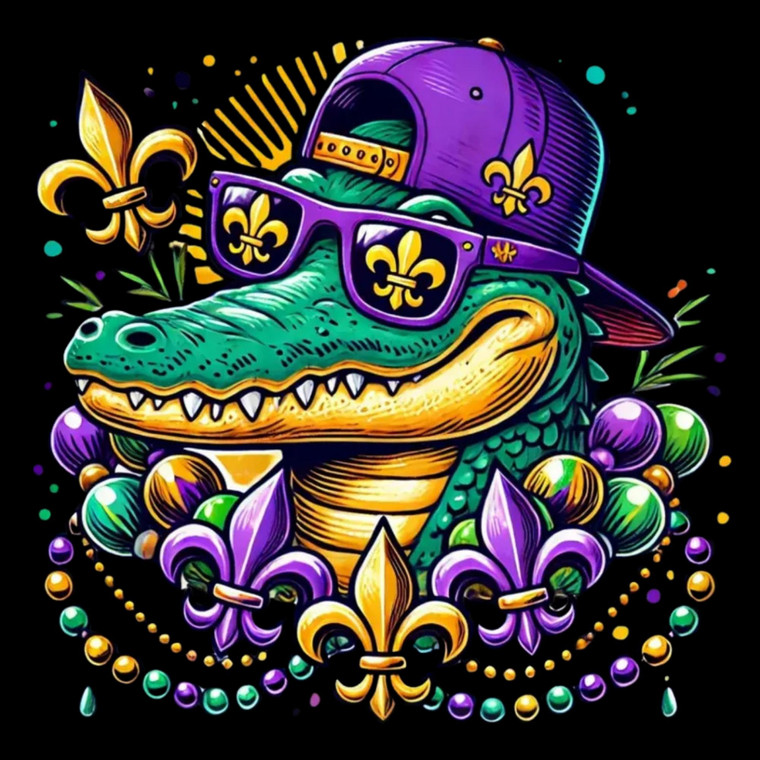 (2 qty) Mardi Gras Crocodile Gangsta - DTF transfers