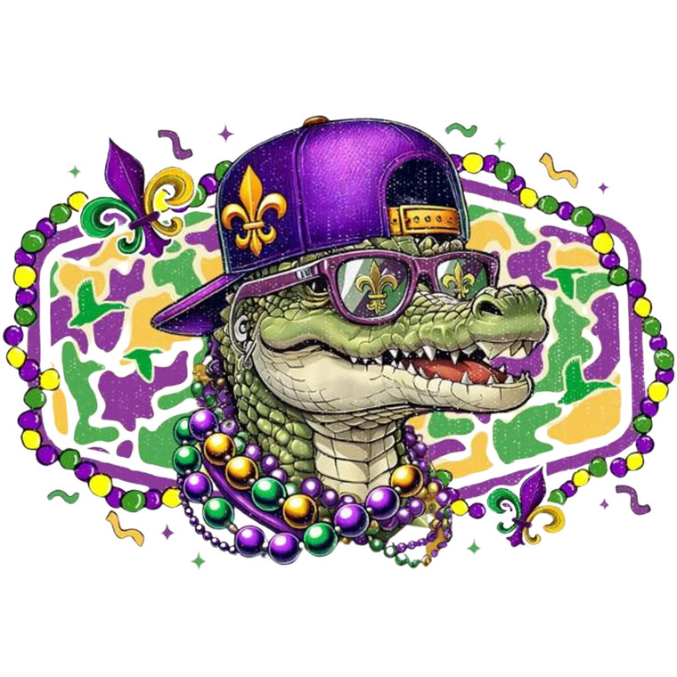 (2 qty) Mardi Gras Alligator - DTF transfers