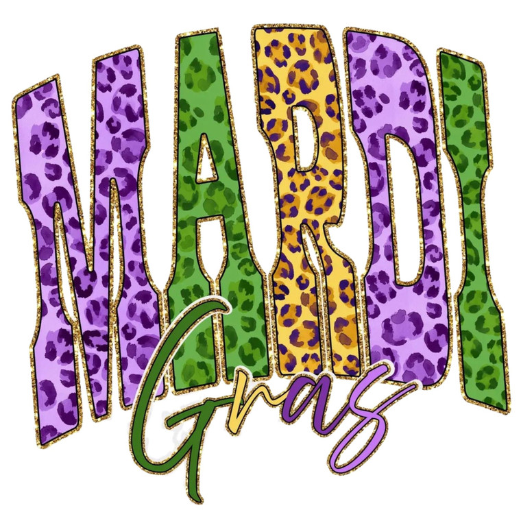 (2 qty) Its Mardi Gras Leopard Print - DTF transfers