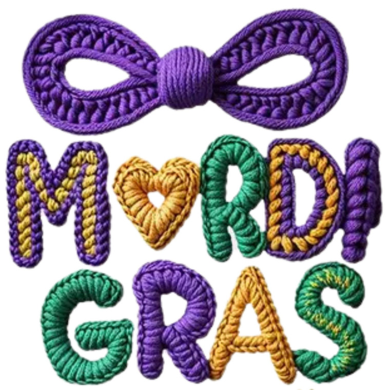 (2 qty) Mardi Gras Love Yarn - DTF transfers