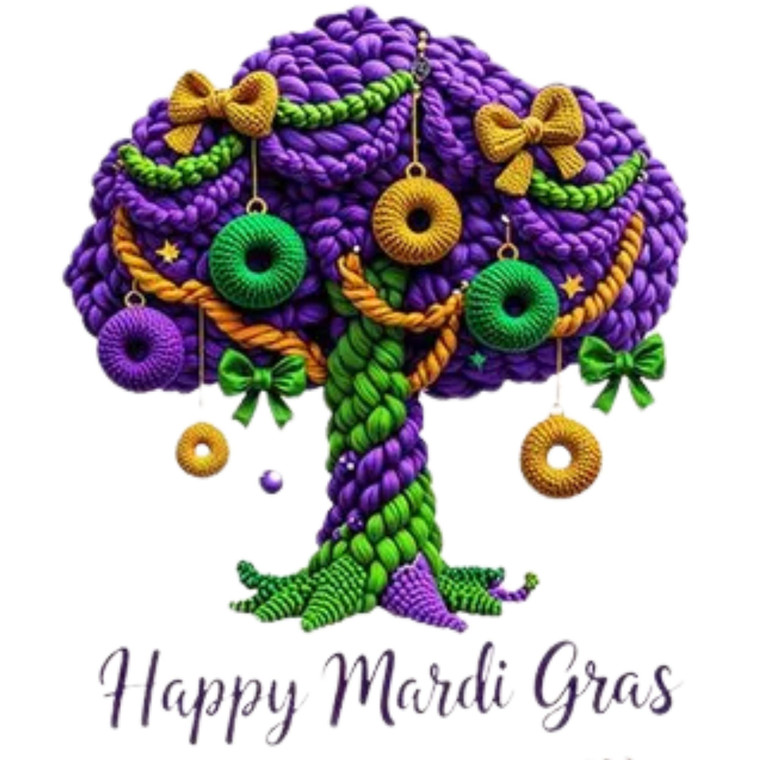 (2 qty) Happy Mardi Gras Yarn - DTF transfers