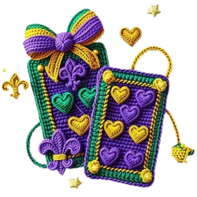 (2 qty) Mardi Gras Card Yarn - DTF transfers