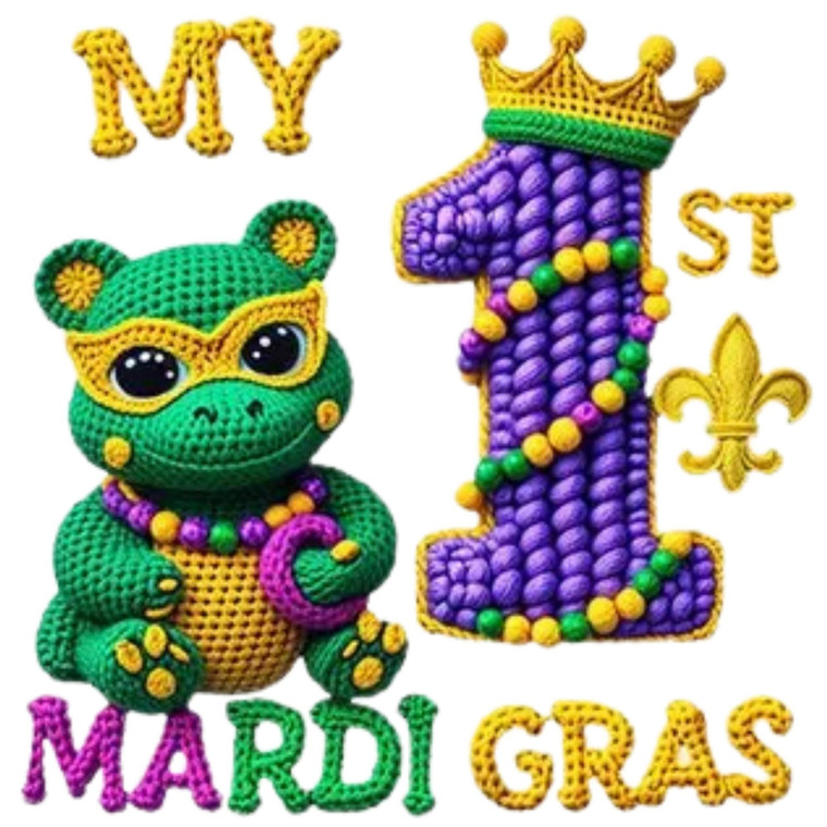 (2 qty) My 1st Mardi Gras Yarn - DTF transfers
