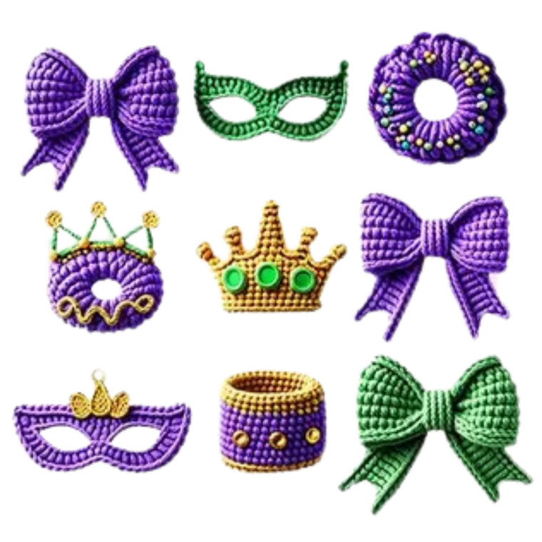 (2 qty) Retro Mardi Gras Yarn - DTF transfers