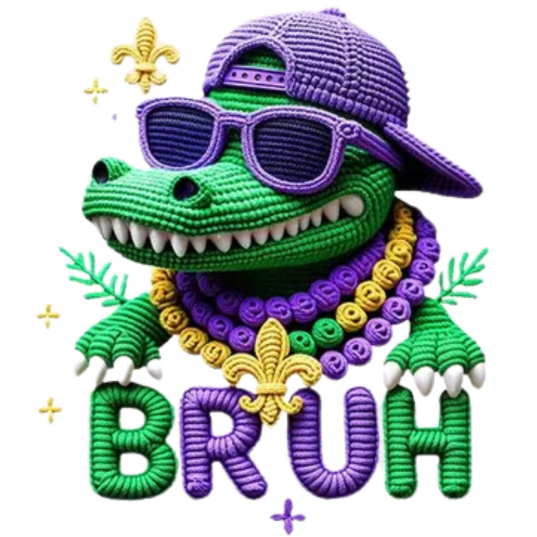 (2 qty) Retro Bruh Crocodile Yarn - DTF transfers