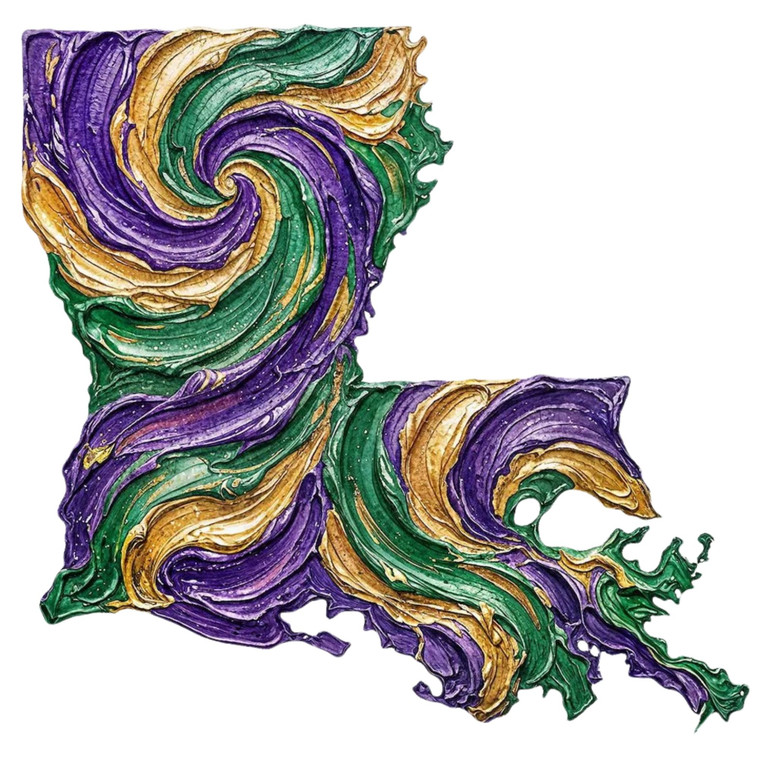 (2 qty) Mardi Gras Map - DTF transfers