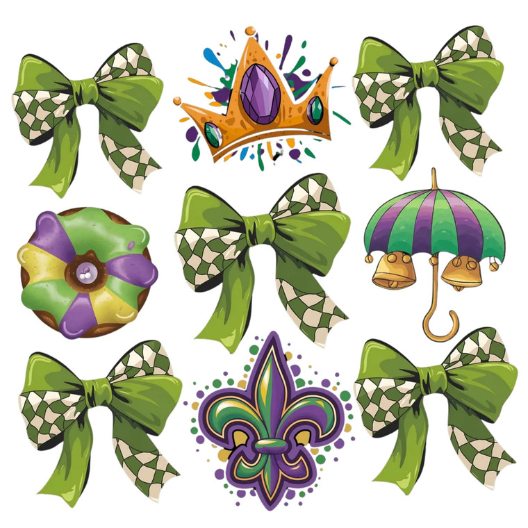 (2 qty) Mardi Gras Green Retro - DTF transfers