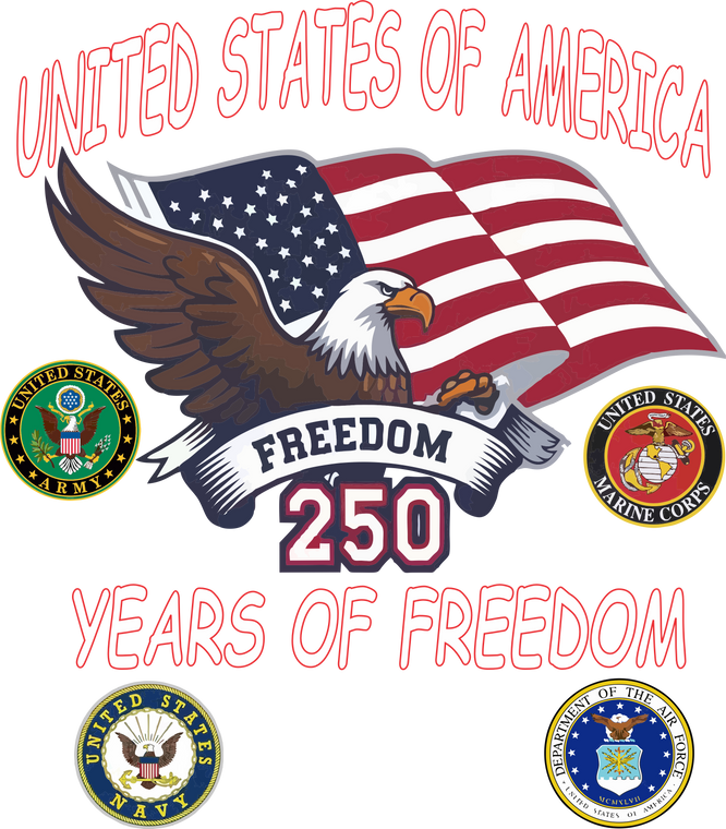 (2 Qty) United States of America 250 year of Freedom - custom DTF transfer