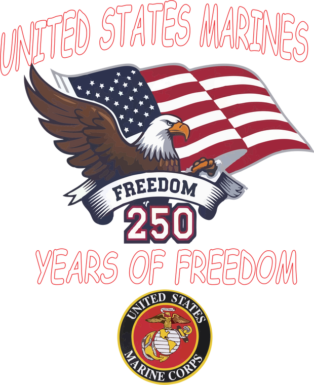 (2 Qty) US MARINES 250 year of Freedom United States - custom DTF transfer