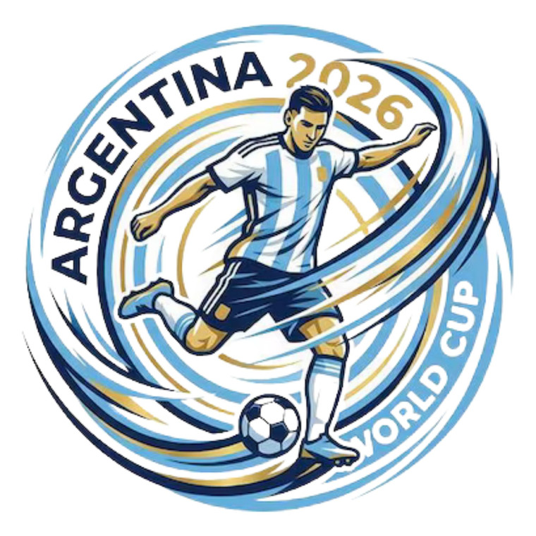 (2 Qty) Mascot In An Argentina Jersey Kicking A Football DTF transfer