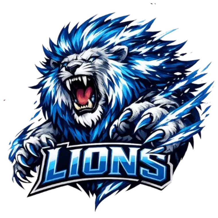 (2 Qty) Blue and White Lion Mascot DTF transfer
