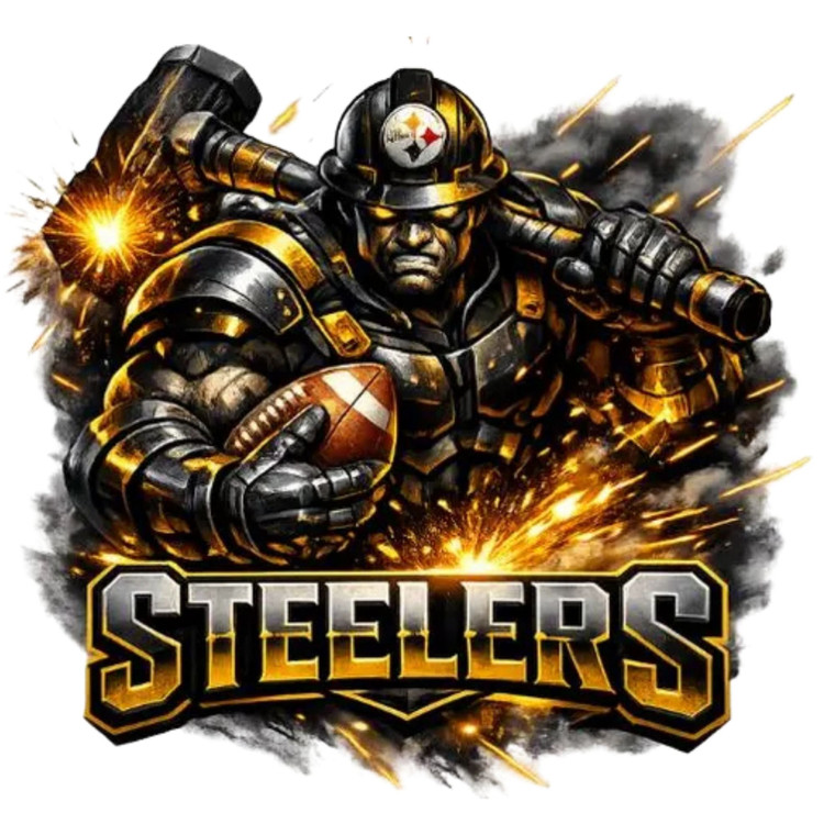 (2 Qty) Steelers Black Mascot DTF transfer