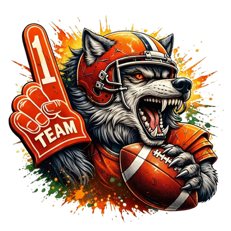 (2 Qty) Wolf Team Mascot DTF transfer
