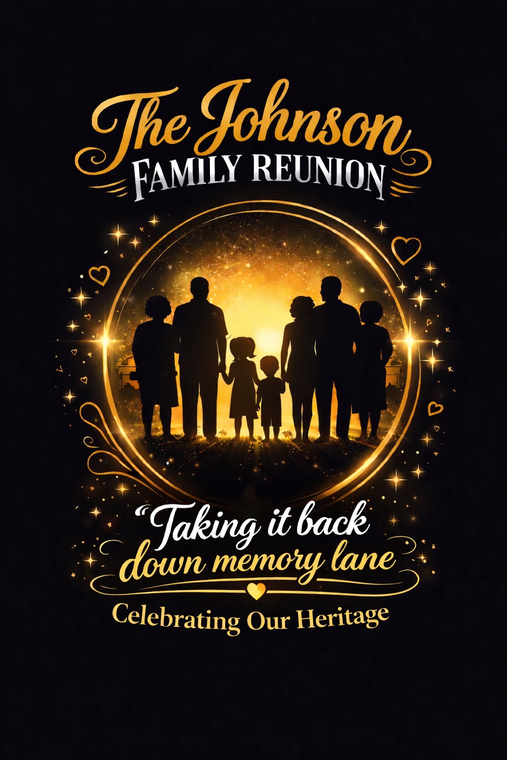 (2 Qty) The Johnson Family Reunion , taking it back- custom DTF transfer