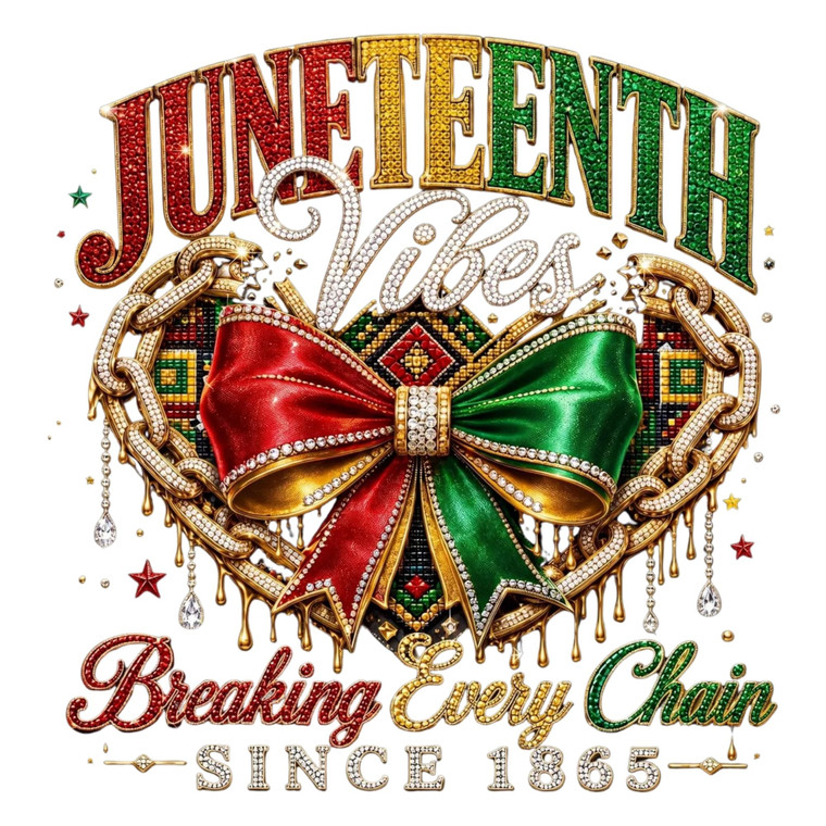 (2 Qty) Juneteenth Vibes Breaking Every Chain - DTF transfer