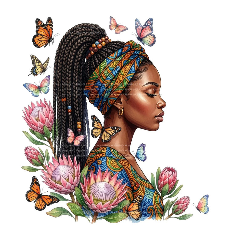 (2 Qty) Cool Boho Girl Braids- DTF transfer