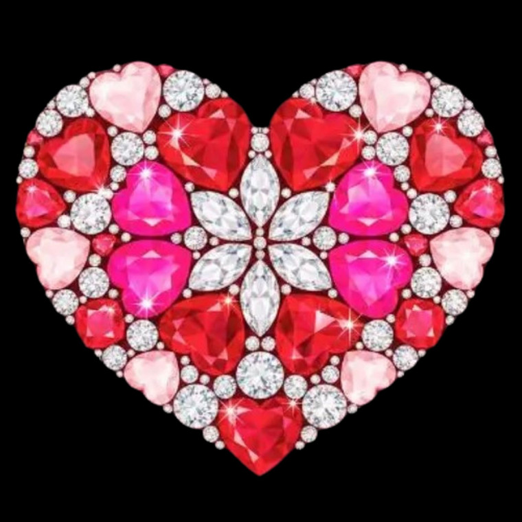 (2 Qty) Crystal Heart - DTF transfer