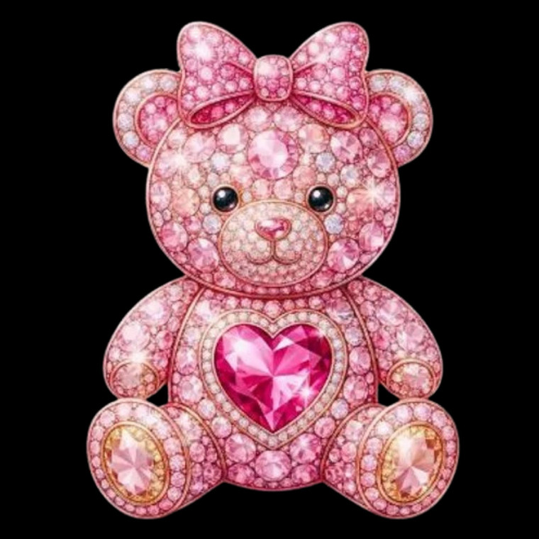 (2 Qty) Pink Teddy Bear Rhinestones - DTF transfer