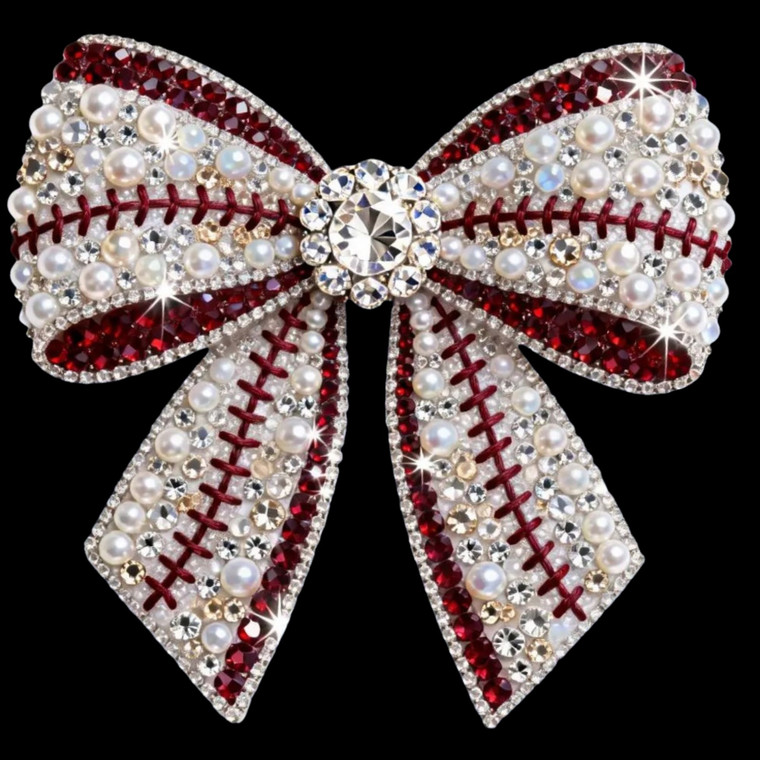 (2 Qty) Rhinestones Ball Bow - DTF transfer
