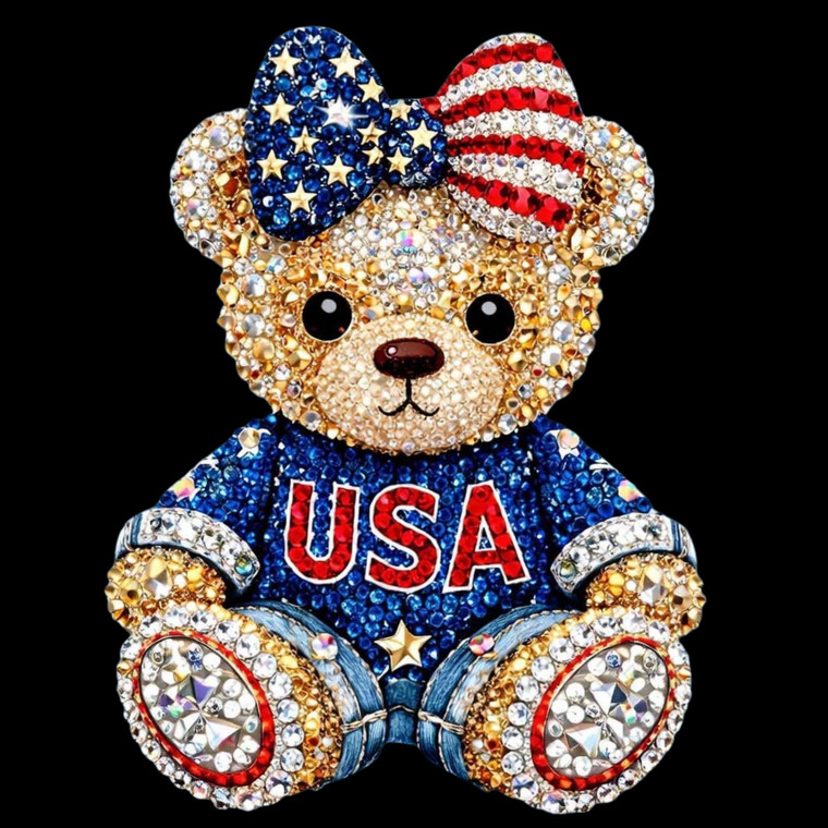 (2 Qty) USA Cute Teddy Bear - DTF transfer