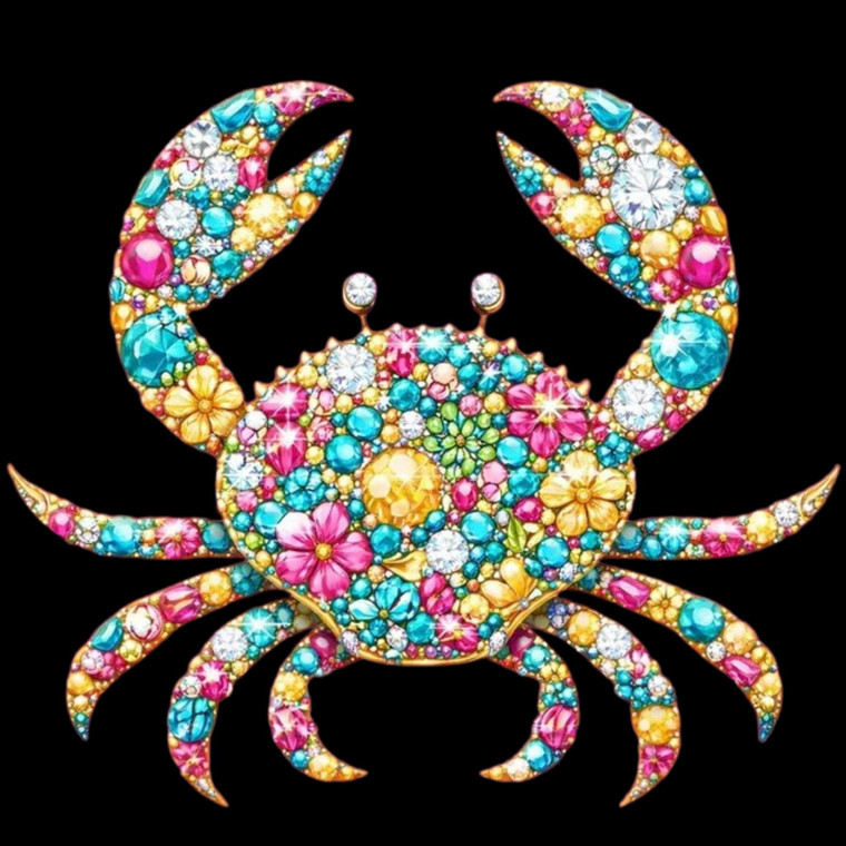 (2 Qty) Pastel Rhinestones Crab- DTF transfer