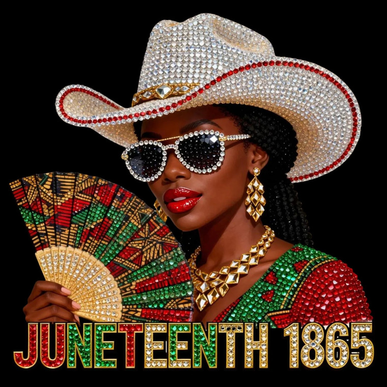 (2 Qty) Juneteenth 1865 Rhinestones - DTF transfer