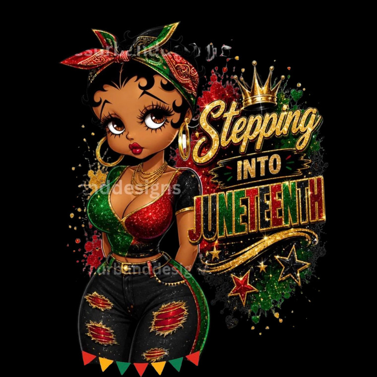 (2 Qty) Juneteenth Beety Boop Stepping Into - DTF transfer