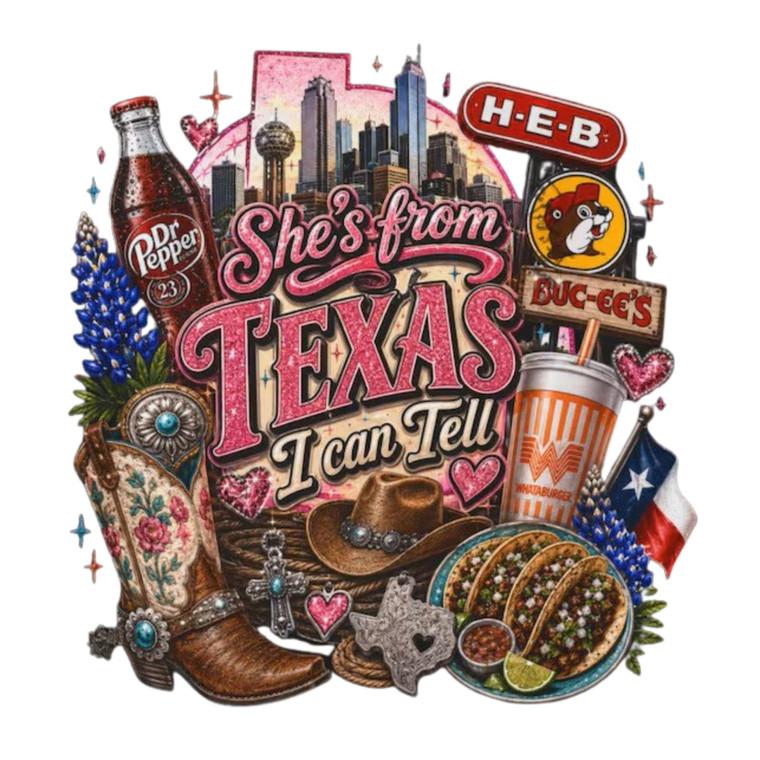 (2 Qty) She's From Texas - DTF transfer