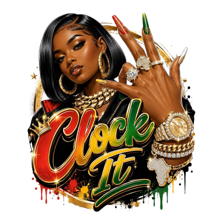 (2 Qty) Clock It Girl - DTF transfer