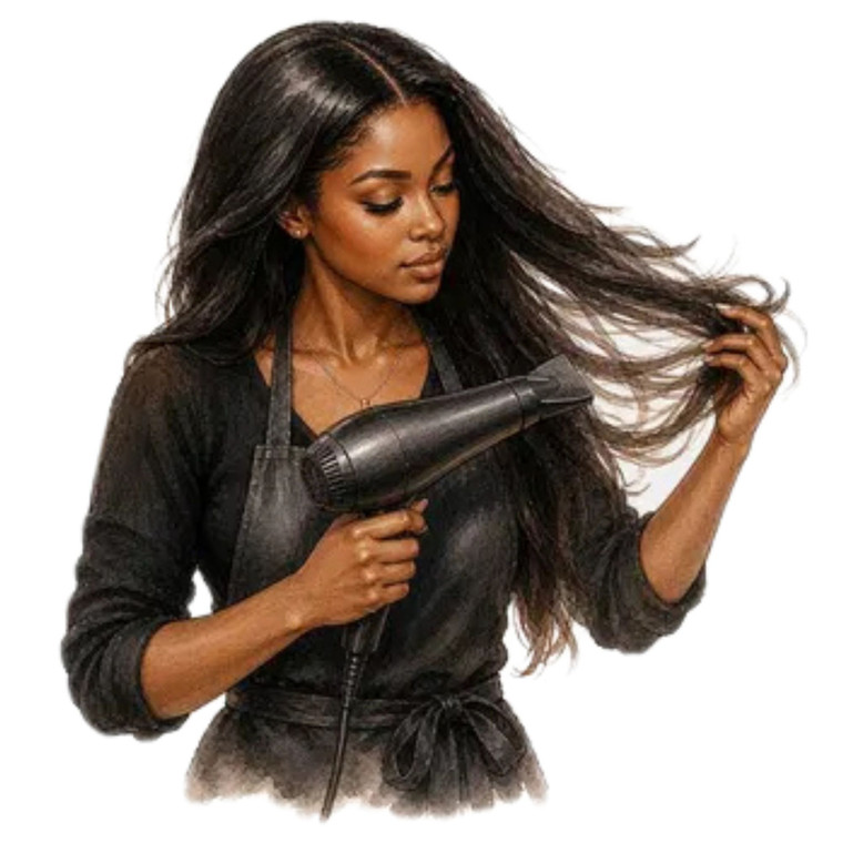 (2 Qty) Black Girl Blow Drying - DTF transfer