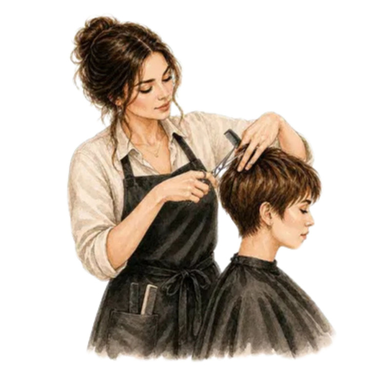 (2 Qty) Girl Cutting Boys Hair - DTF transfer