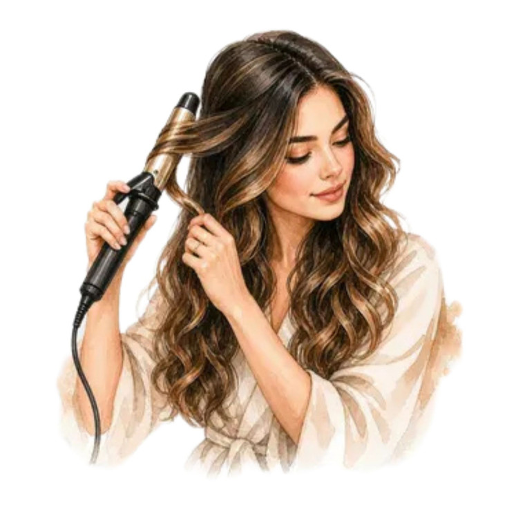 (2 Qty) Girl Curling Her Hair - DTF transfer