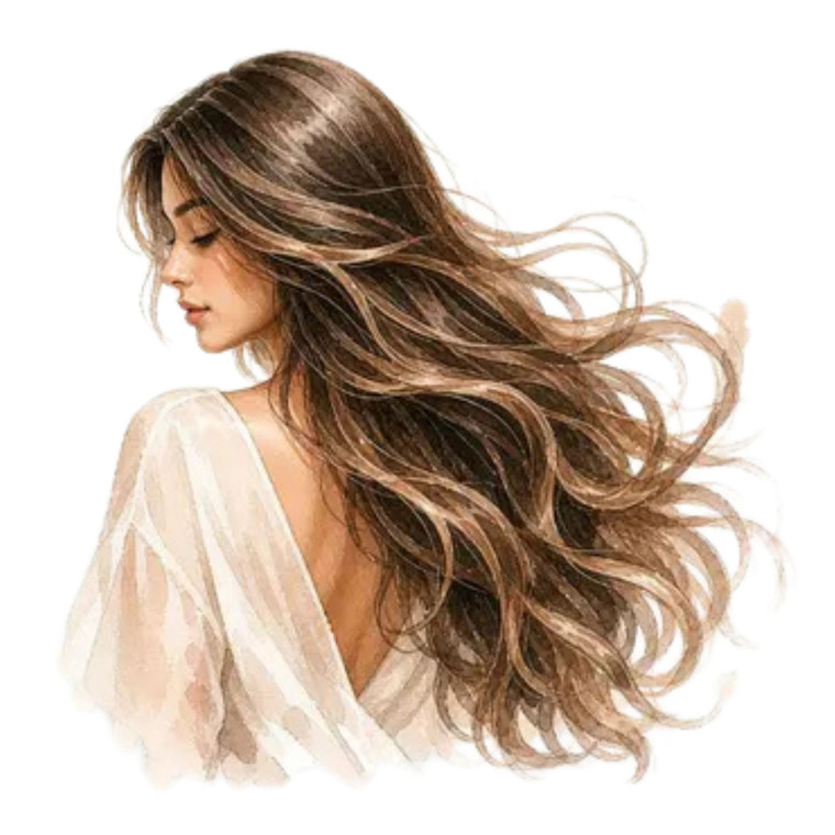 (2 Qty) Long Silky Highlighted Hair Girl - DTF transfer