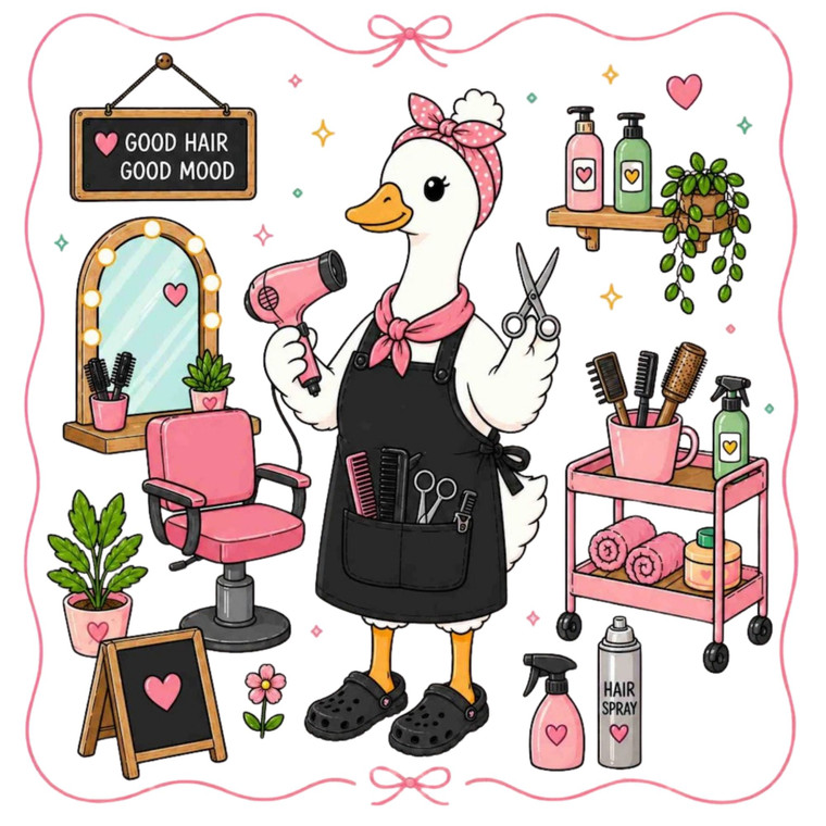 (2 Qty) Retro Duckling Salon - DTF transfer