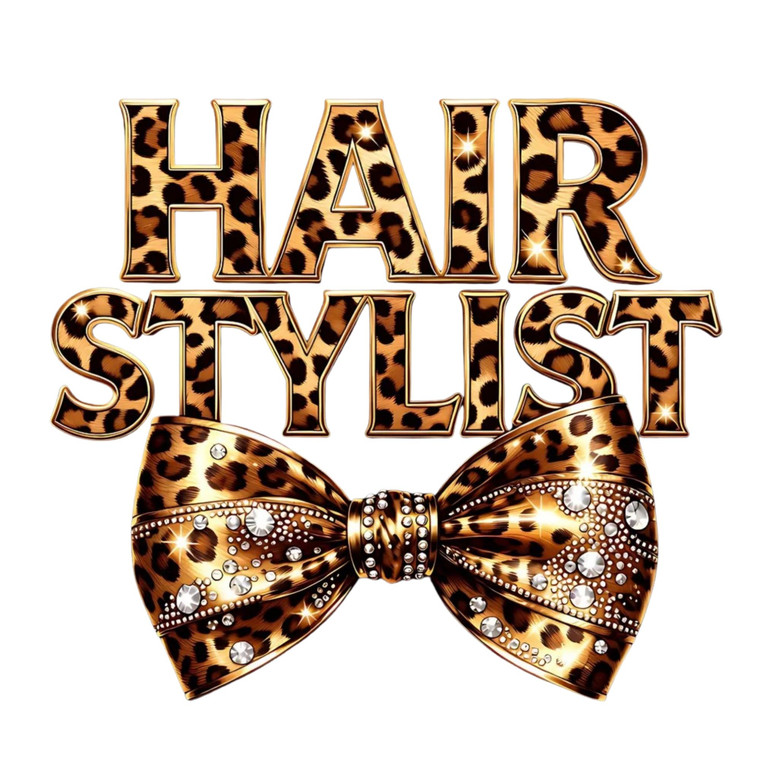 (2 Qty) Hair Stylist Leopard Bow - DTF transfer